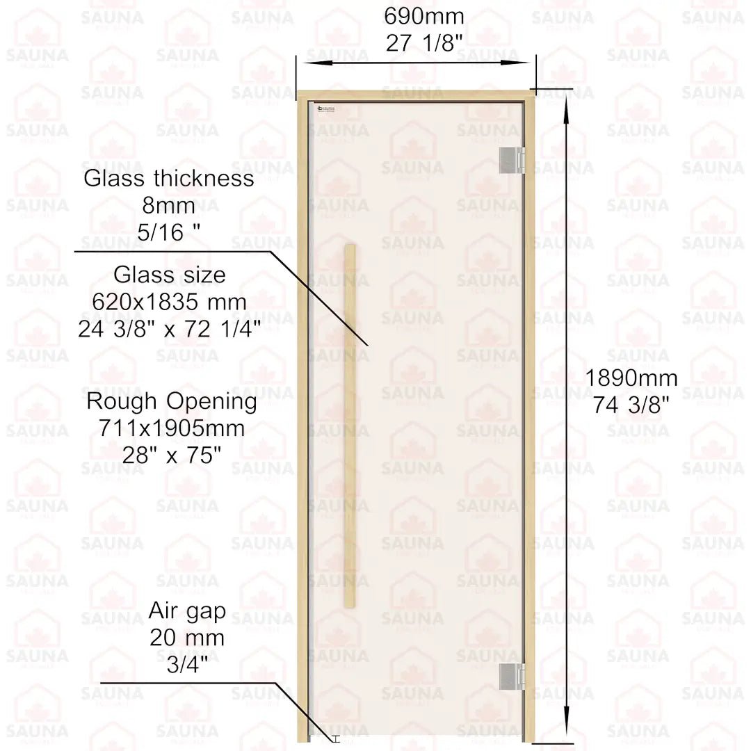 Alder Frame Sauna Door – Bronze Glass, 690 × 1890 mm (Benelux Square) - SaunaForSale