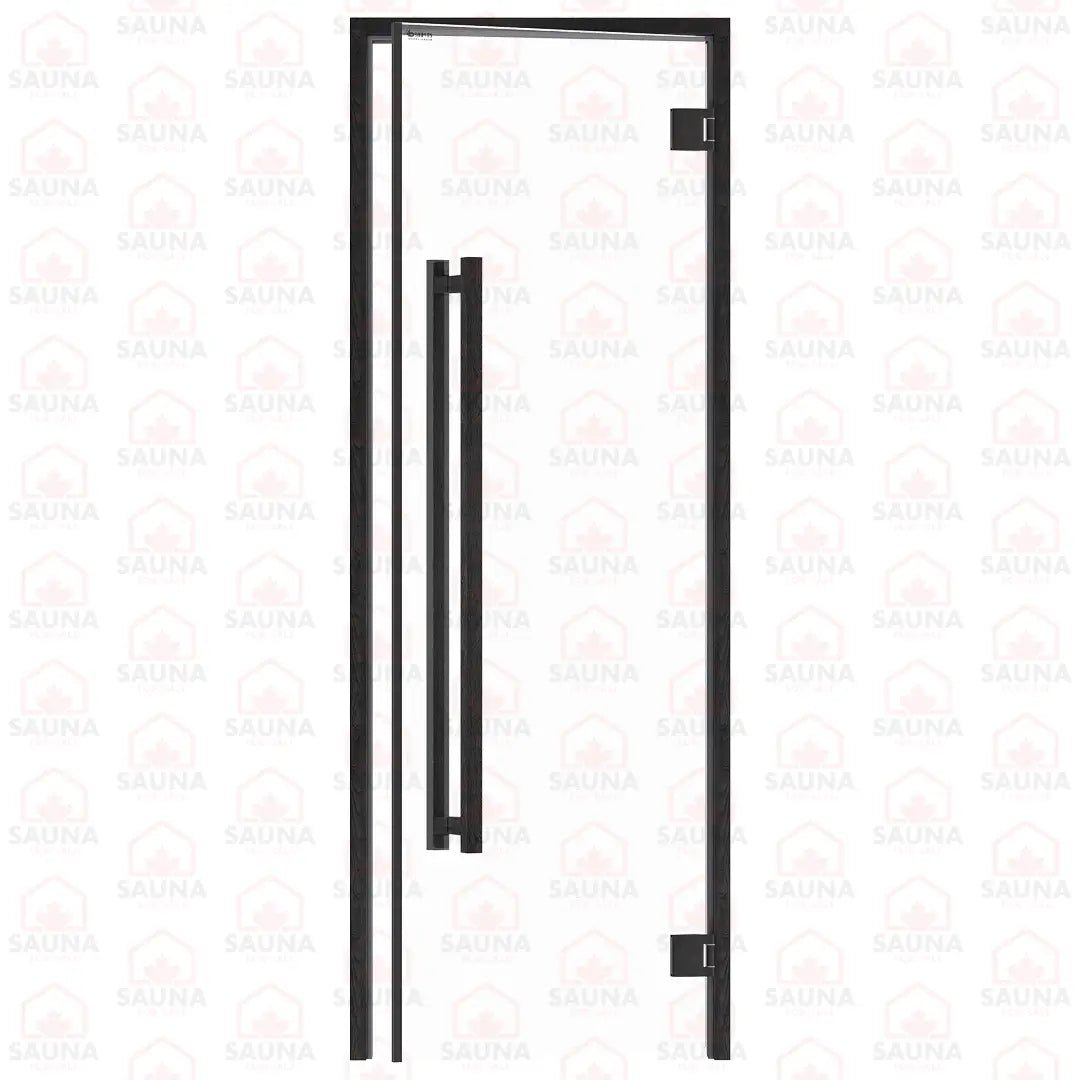 Aspen Black Frame Sauna Door – Clear Glass, 690 × 1890 mm (Benelux Square) - SaunaForSale