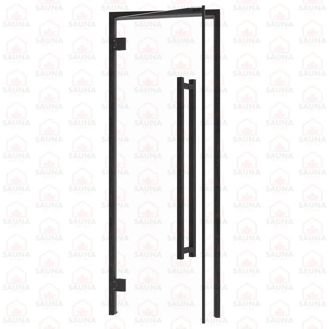Aspen Black Frame Sauna Door – Clear Glass, 690 × 1890 mm (Benelux Square) - SaunaForSale