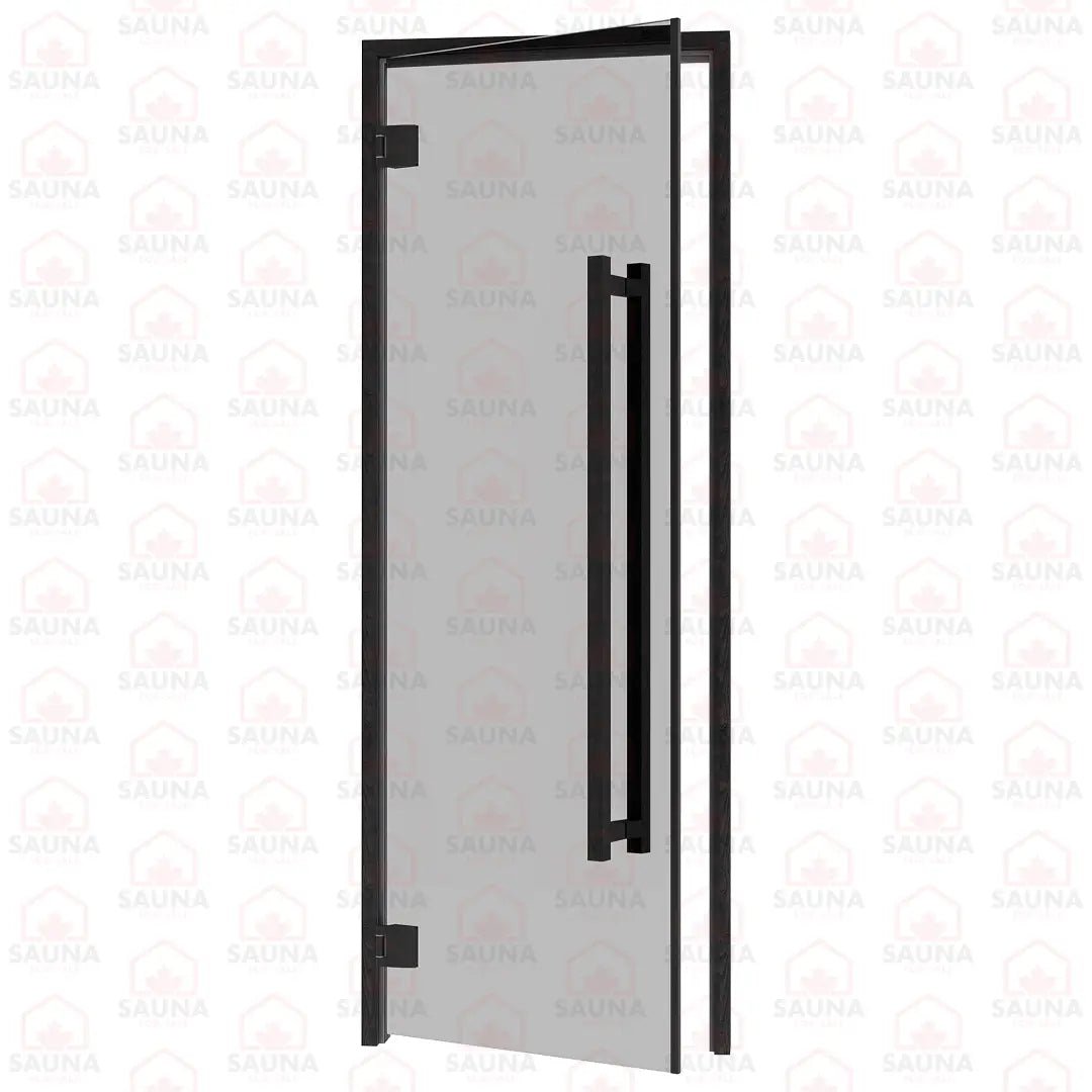 Aspen Black Frame Sauna Door – Grey Glass, 690 × 1890 mm (Benelux Square) - SaunaForSale