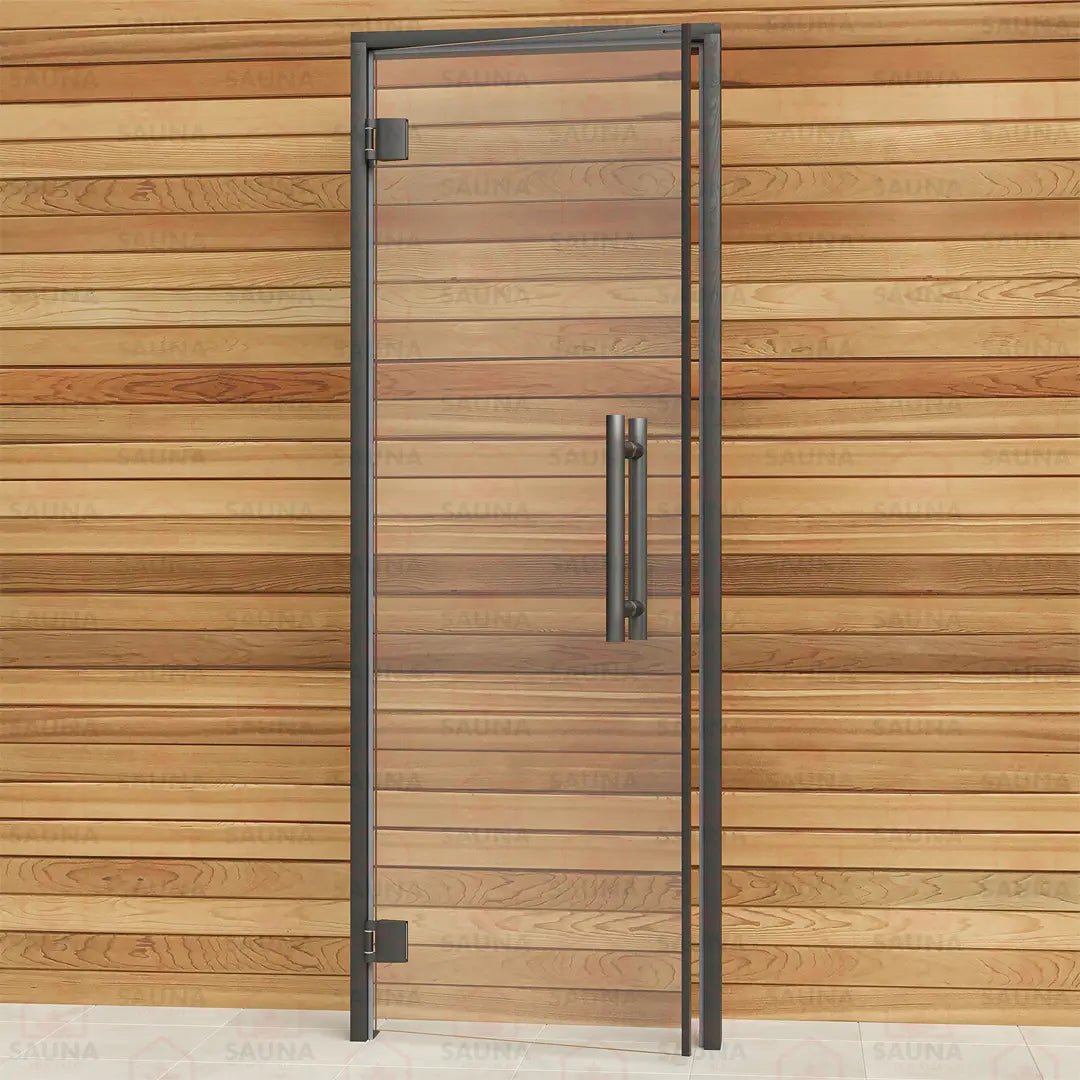 Aspen Black Frame Sauna Door – Clear Glass, 690 × 1890 mm (Benelux) - SaunaForSale