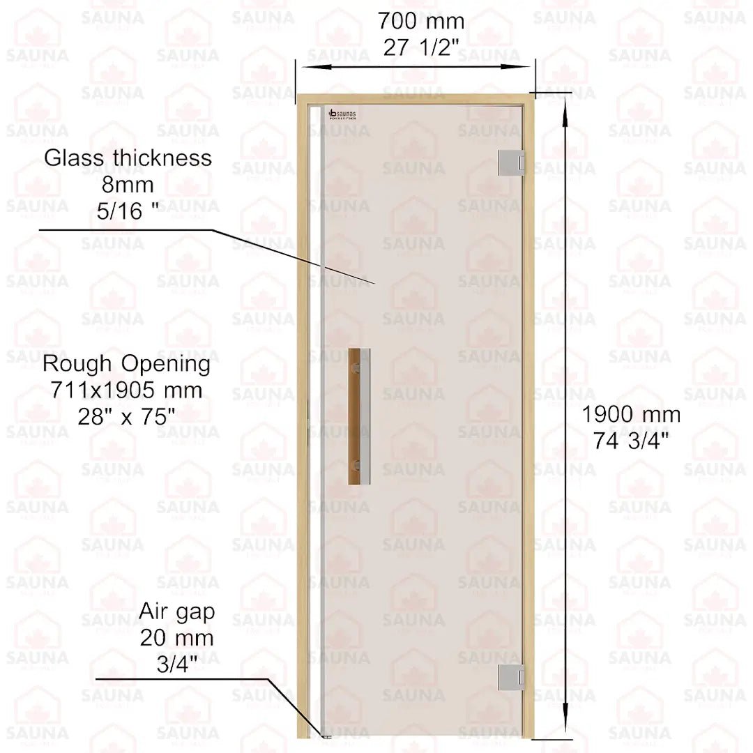 Alder Frame Sauna Door – Bronze Glass, 690 × 1890 mm (Benelux) - SaunaForSale