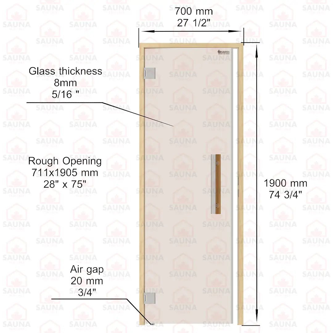 Alder Frame Sauna Door – Bronze Glass, 690 × 1890 mm (Benelux) - SaunaForSale
