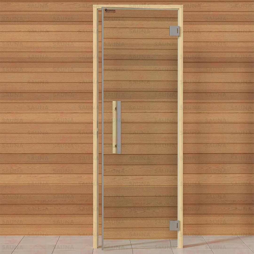 Alder Frame Sauna Door – Clear Glass, 690 × 1890 mm (Benelux) - SaunaForSale