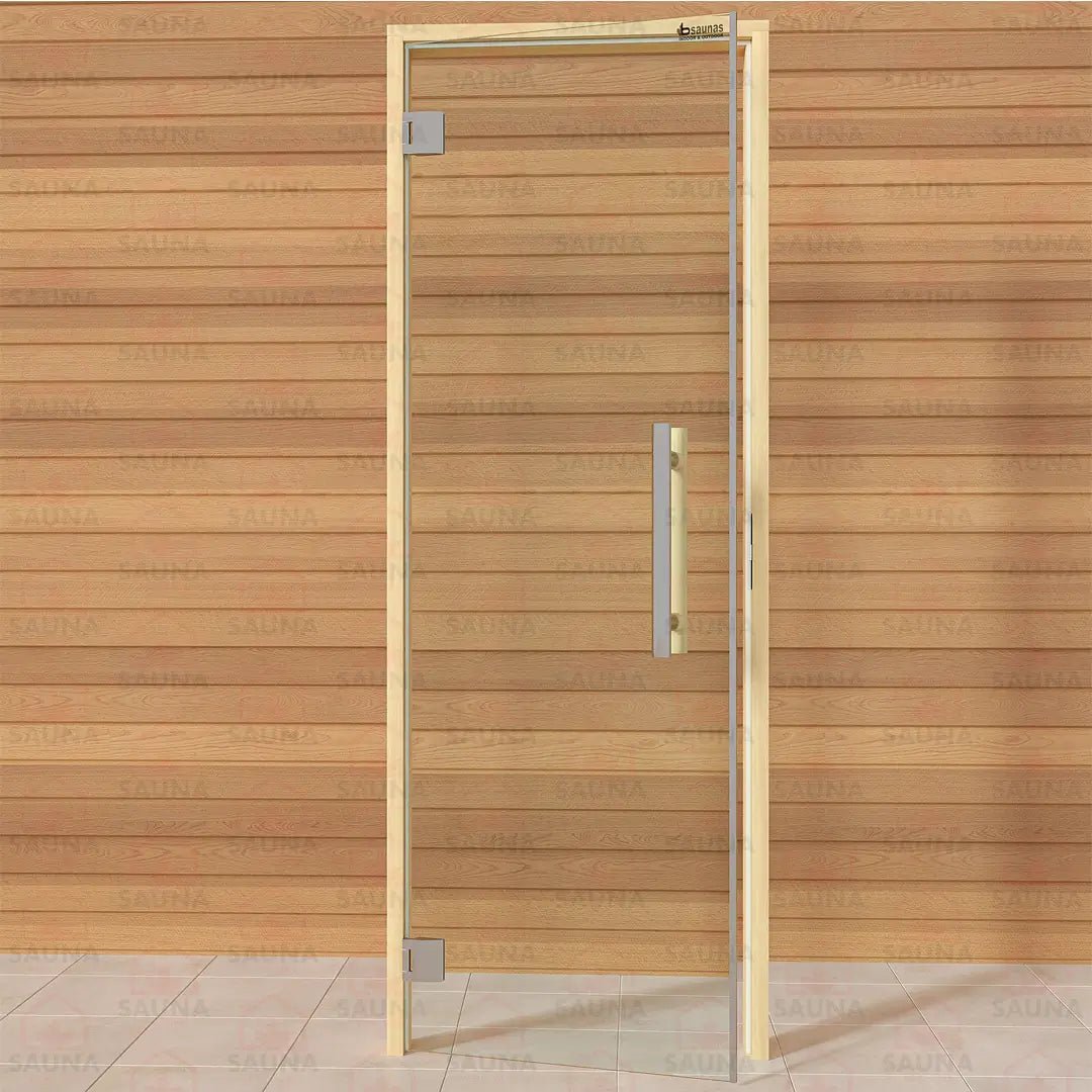 Alder Frame Sauna Door – Clear Glass, 690 × 1890 mm (Benelux) - SaunaForSale