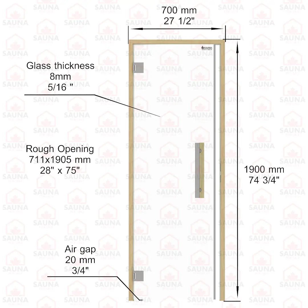Alder Frame Sauna Door – Clear Glass, 690 × 1890 mm (Benelux) - SaunaForSale