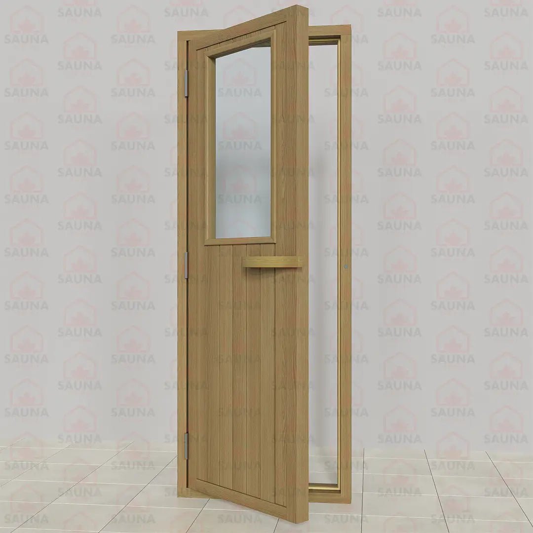 Western Red Cedar Sauna Door – Glass Window, 690 × 1890 mm - SaunaForSale