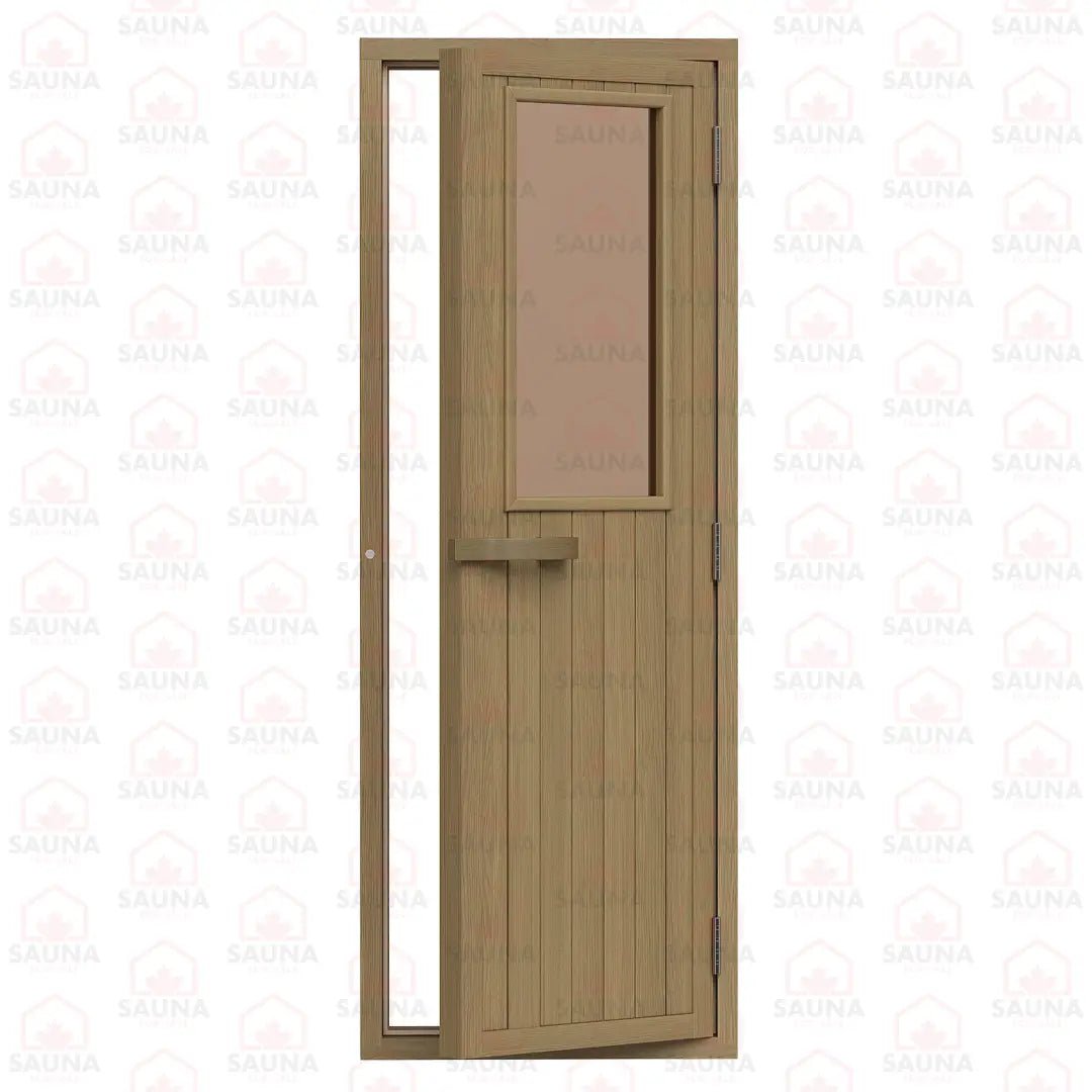 Western Red Cedar Sauna Door – Bronze Glass Window, 690 × 1890 mm - SaunaForSale