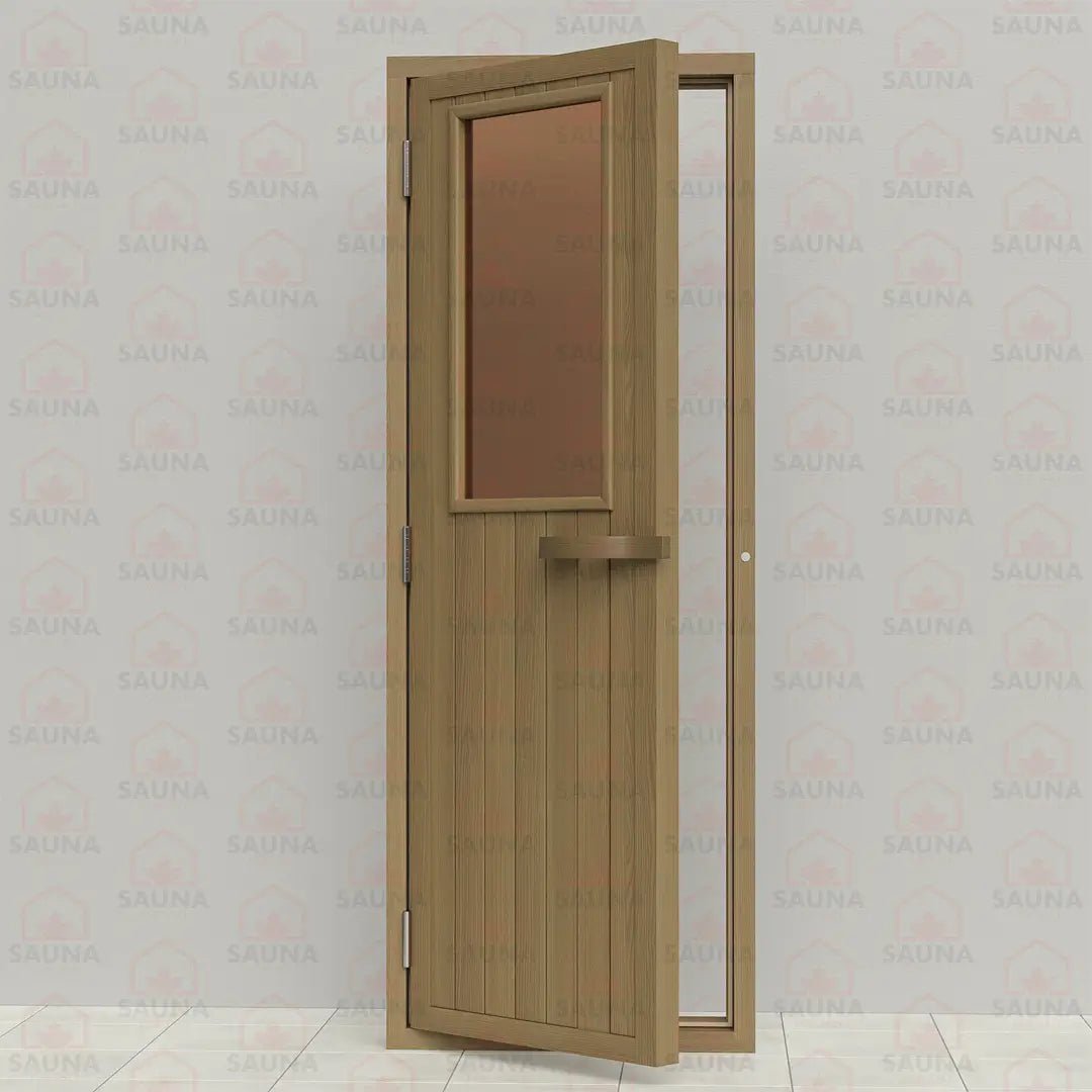 Western Red Cedar Sauna Door – Bronze Glass Window, 690 × 1890 mm - SaunaForSale