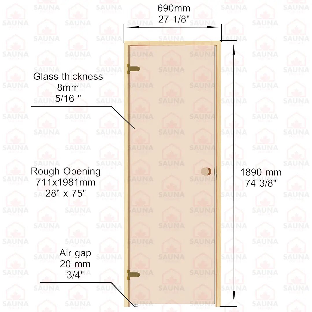 Alder Frame Sauna Door – Bronze Glass, 690 × 1890 mm - SaunaForSale