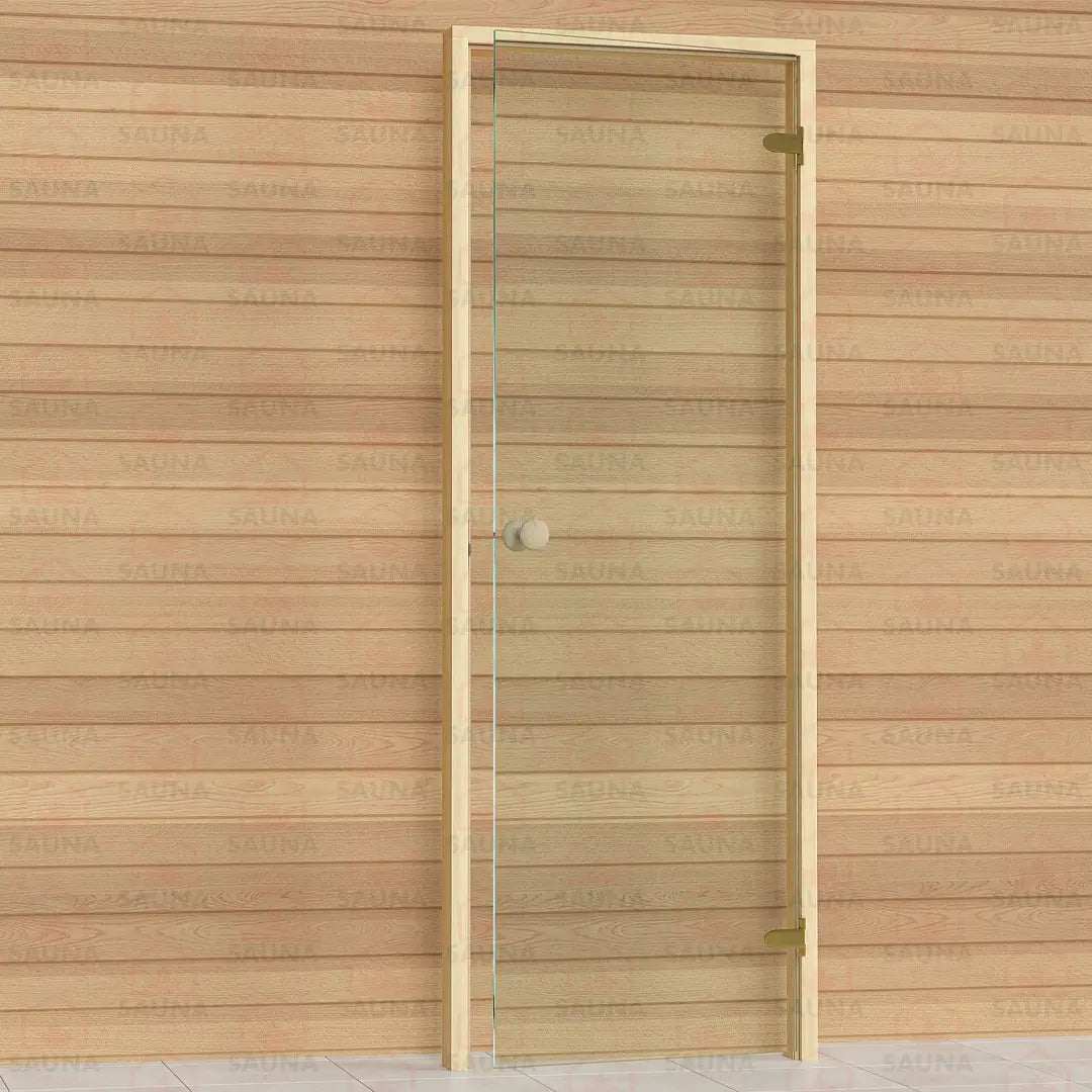 Alder Frame Sauna Door – Clear Glass, 690 × 1890 mm - SaunaForSale