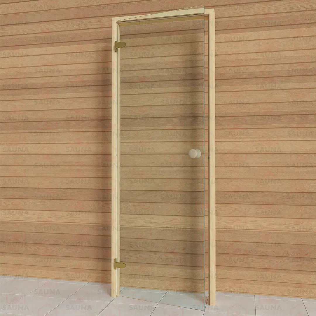 Alder Frame Sauna Door – Clear Glass, 690 × 1890 mm - SaunaForSale