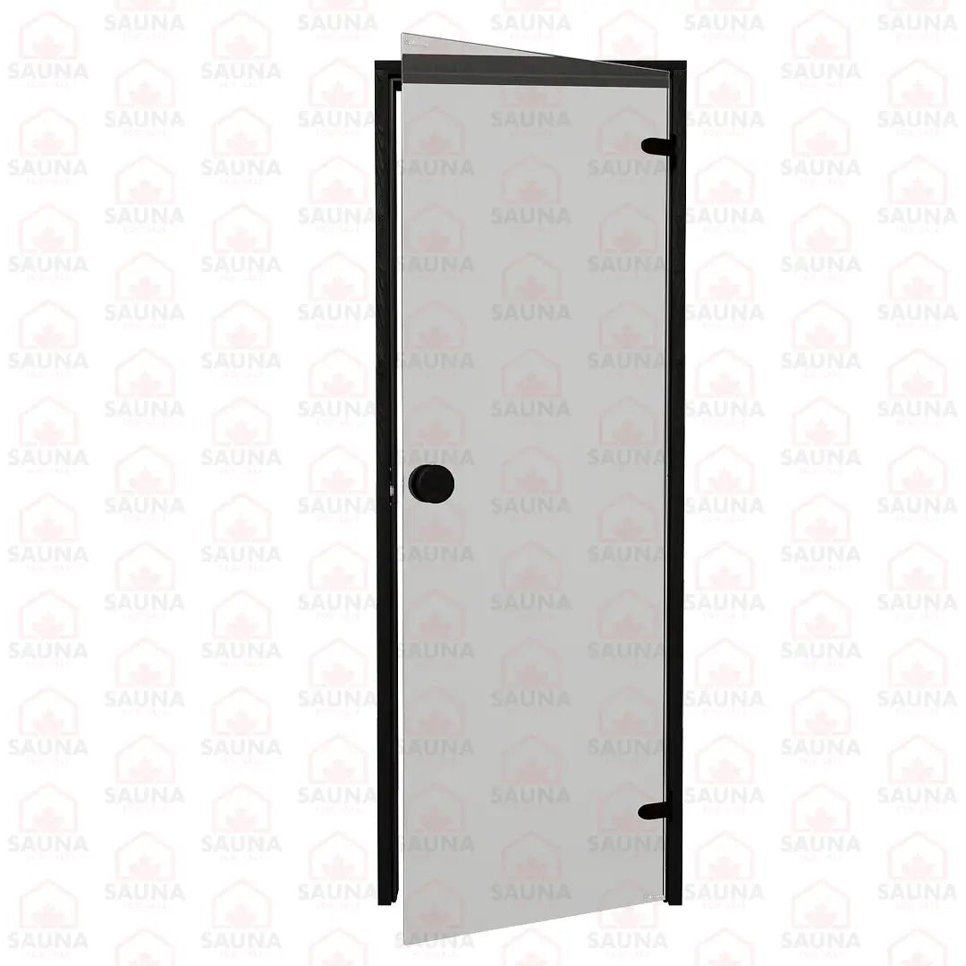 Aspen Black Frame Sauna Door – Grey Glass, 690 × 1890 mm (Scan) - SaunaForSale