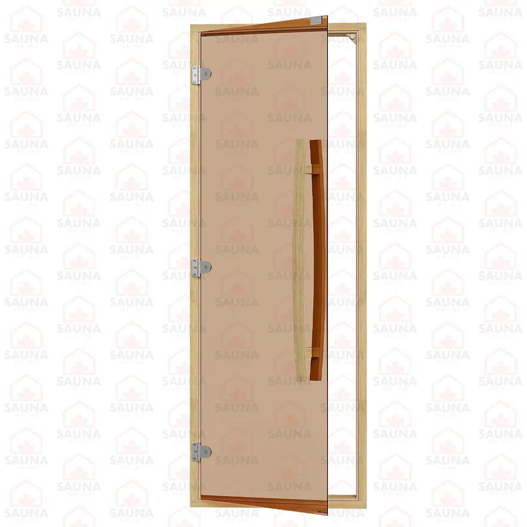 Clear Red Cedar Frame Sauna Door – Bronze Glass, 690 × 1890 mm (Curved Handle) - SaunaForSale
