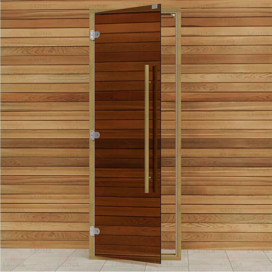 Clear Red Cedar Frame Sauna Door – Bronze Glass, 690 × 1890 mm (Straight Handle) - SaunaForSale