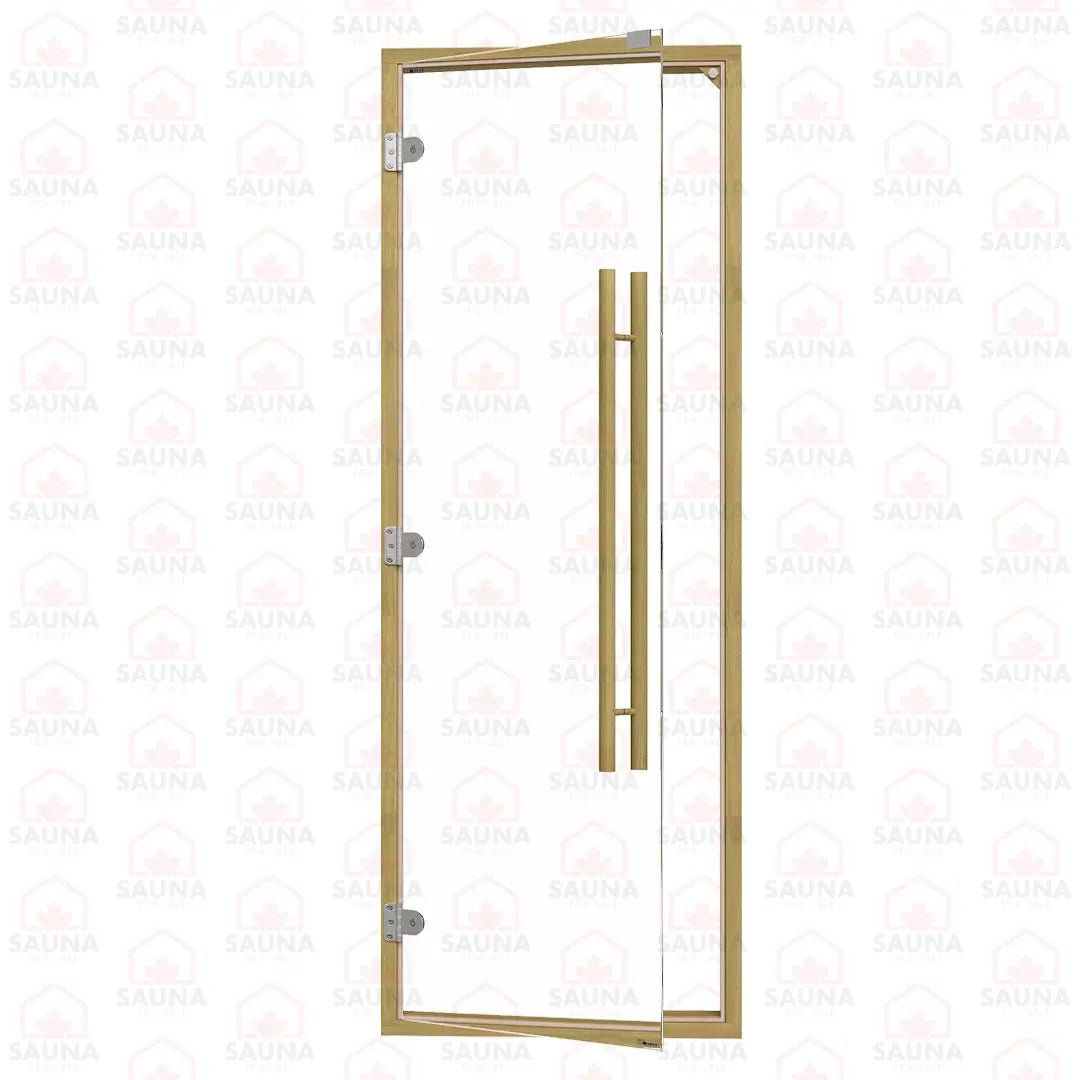 Clear Red Cedar Frame Sauna Door – Clear Glass, 690 × 1890 mm (Straight Handle) - SaunaForSale