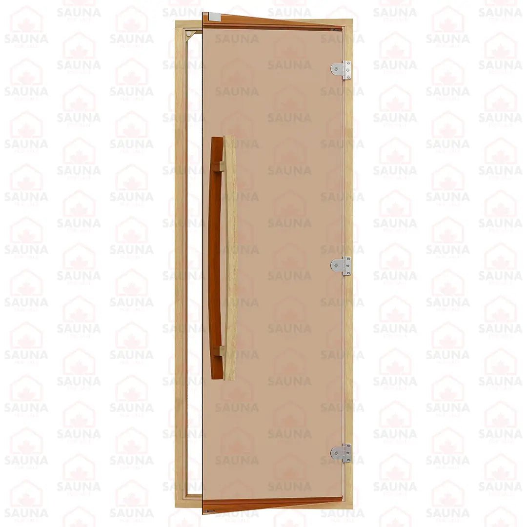 Clear Red Cedar Frame Sauna Door – Bronze Glass, 690 × 1890 mm (Curved Handle) - SaunaForSale