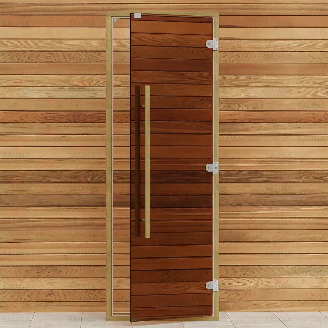 Clear Red Cedar Frame Sauna Door – Bronze Glass, 690 × 1890 mm (Straight Handle) - SaunaForSale
