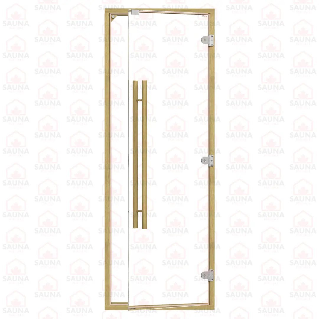 Clear Red Cedar Frame Sauna Door – Clear Glass, 690 × 1890 mm (Straight Handle) - SaunaForSale