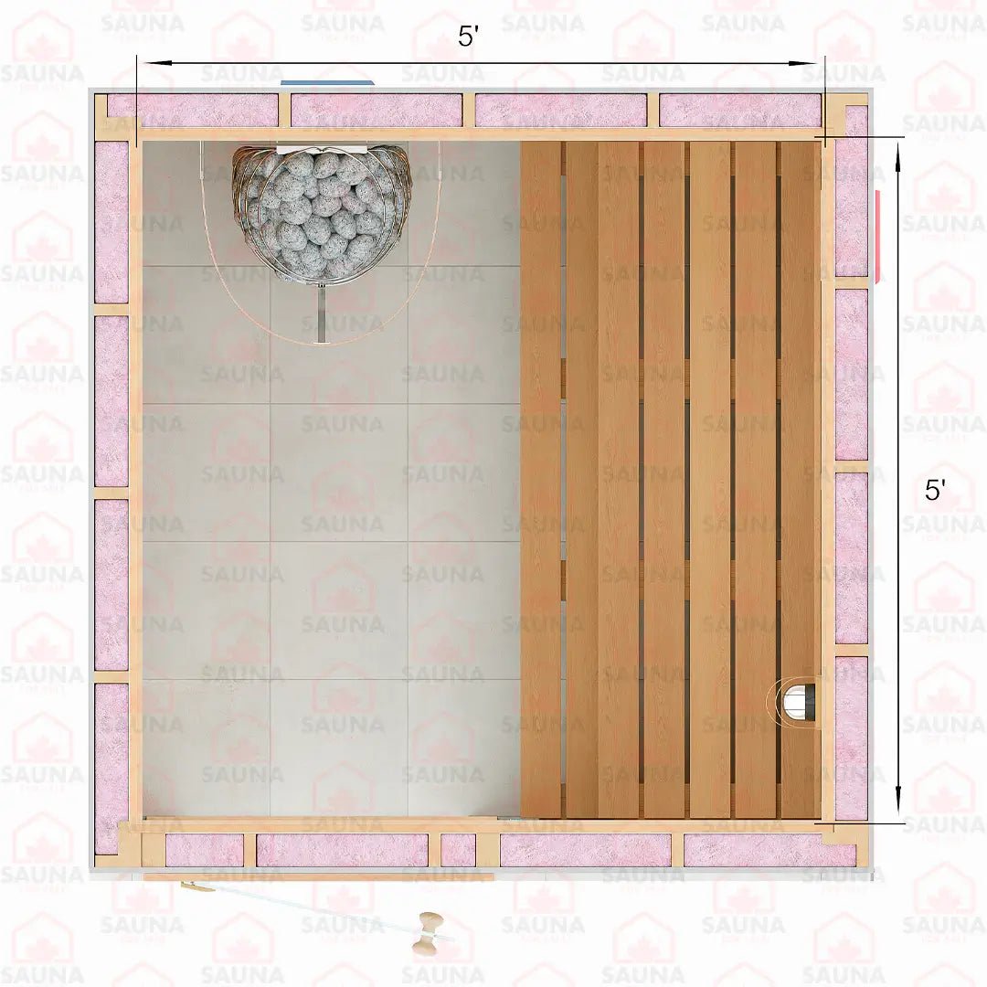 5x5x7 Western Red Cedar DIY Sauna Kit - SaunaForSale