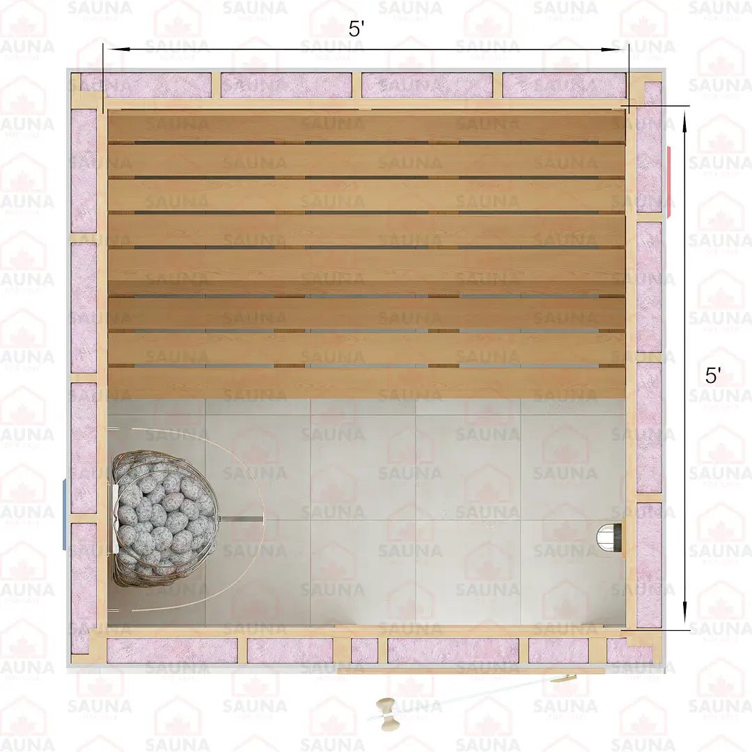 5x5x7 Western Red Cedar DIY Sauna Kit - SaunaForSale
