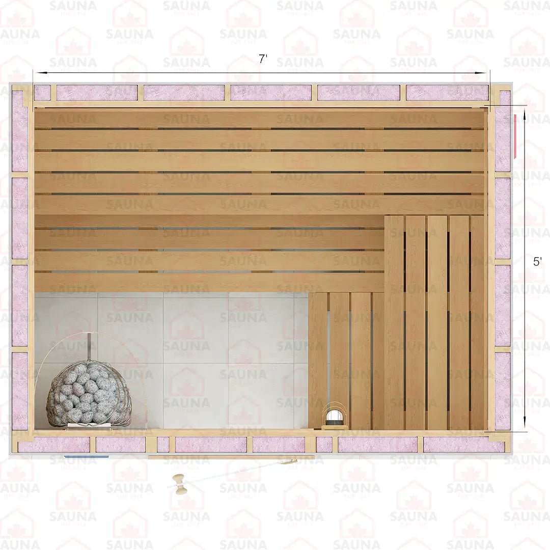 5x7x7 Western Red Cedar DIY Sauna Kit - SaunaForSale