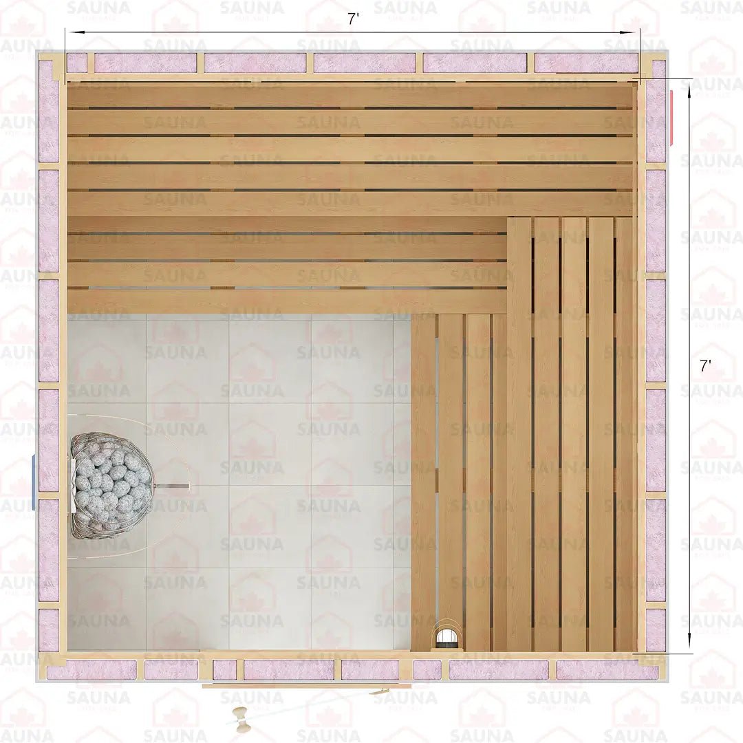 7x7x7 Western Red Cedar DIY Sauna Kit - SaunaForSale