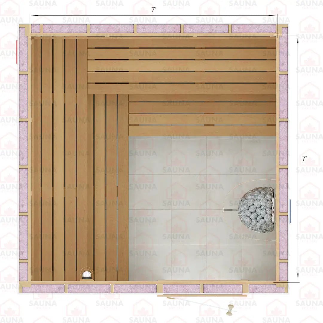 7x7x7 Western Red Cedar DIY Sauna Kit - SaunaForSale