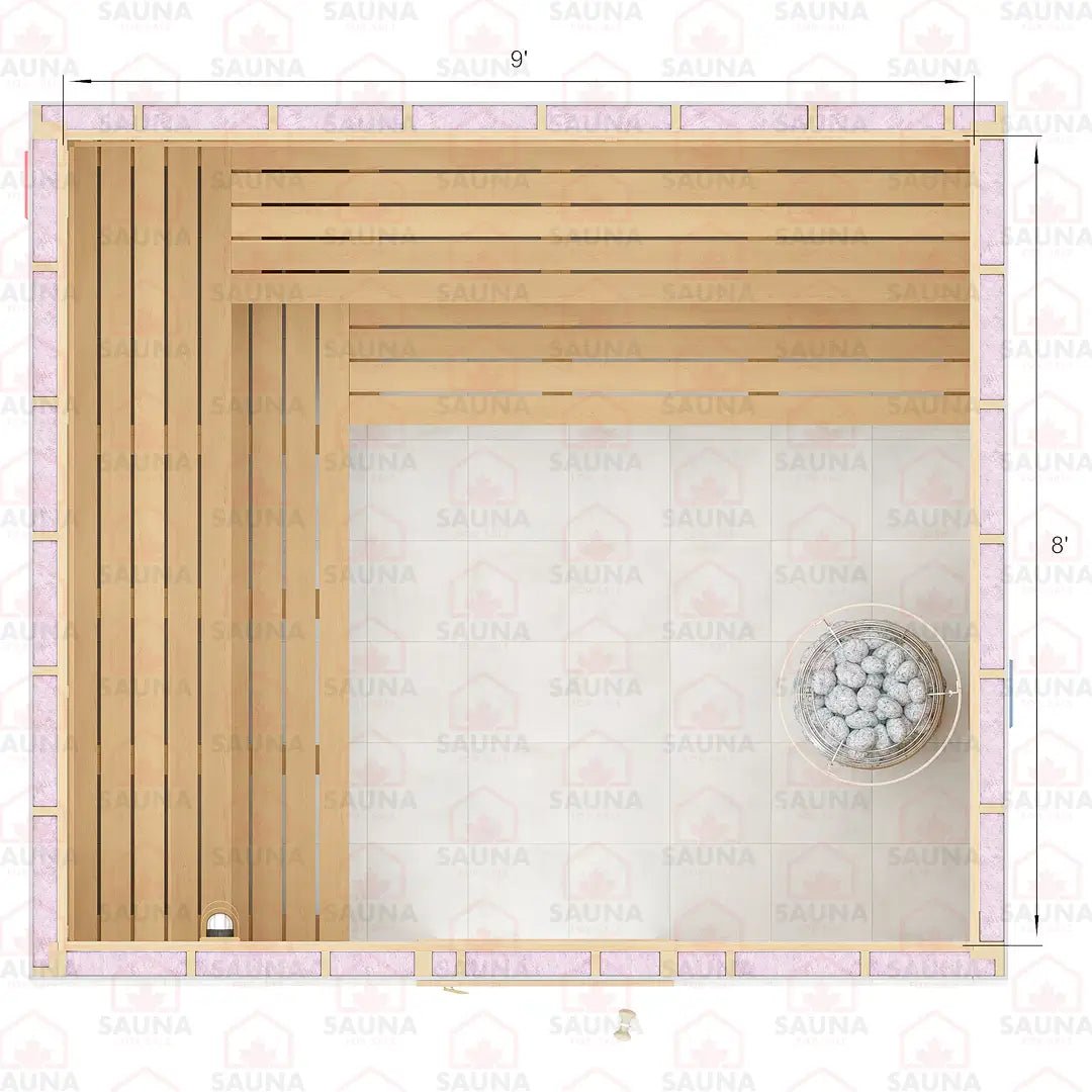 8x9x7 Western Red Cedar DIY Sauna Kit - SaunaForSale
