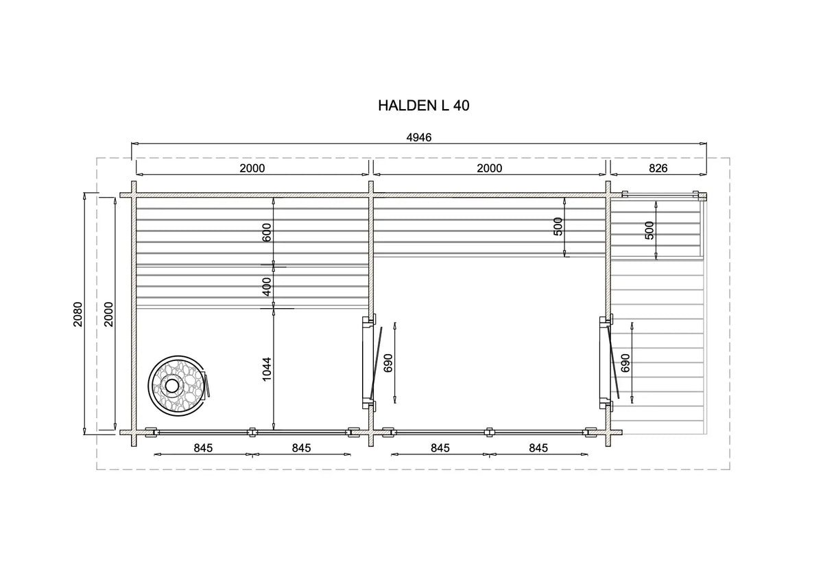 Halden L Square Log Sauna Bundle – HUUM Drop 9 kW with Wi - Fi Controller - SaunaForSale