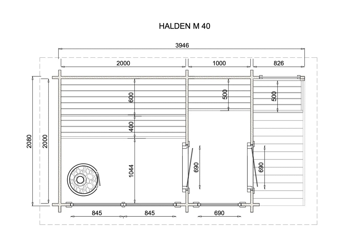 Halden M Square Log Sauna Bundle – HUUM Drop 9 kW with Wi - Fi Controller - SaunaForSale