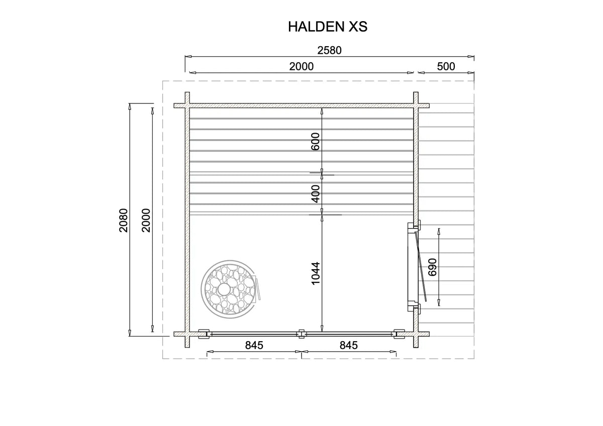 Halden XS Square Log Sauna Bundle – HUUM Drop 9 kW with Wi - Fi Controller - SaunaForSale