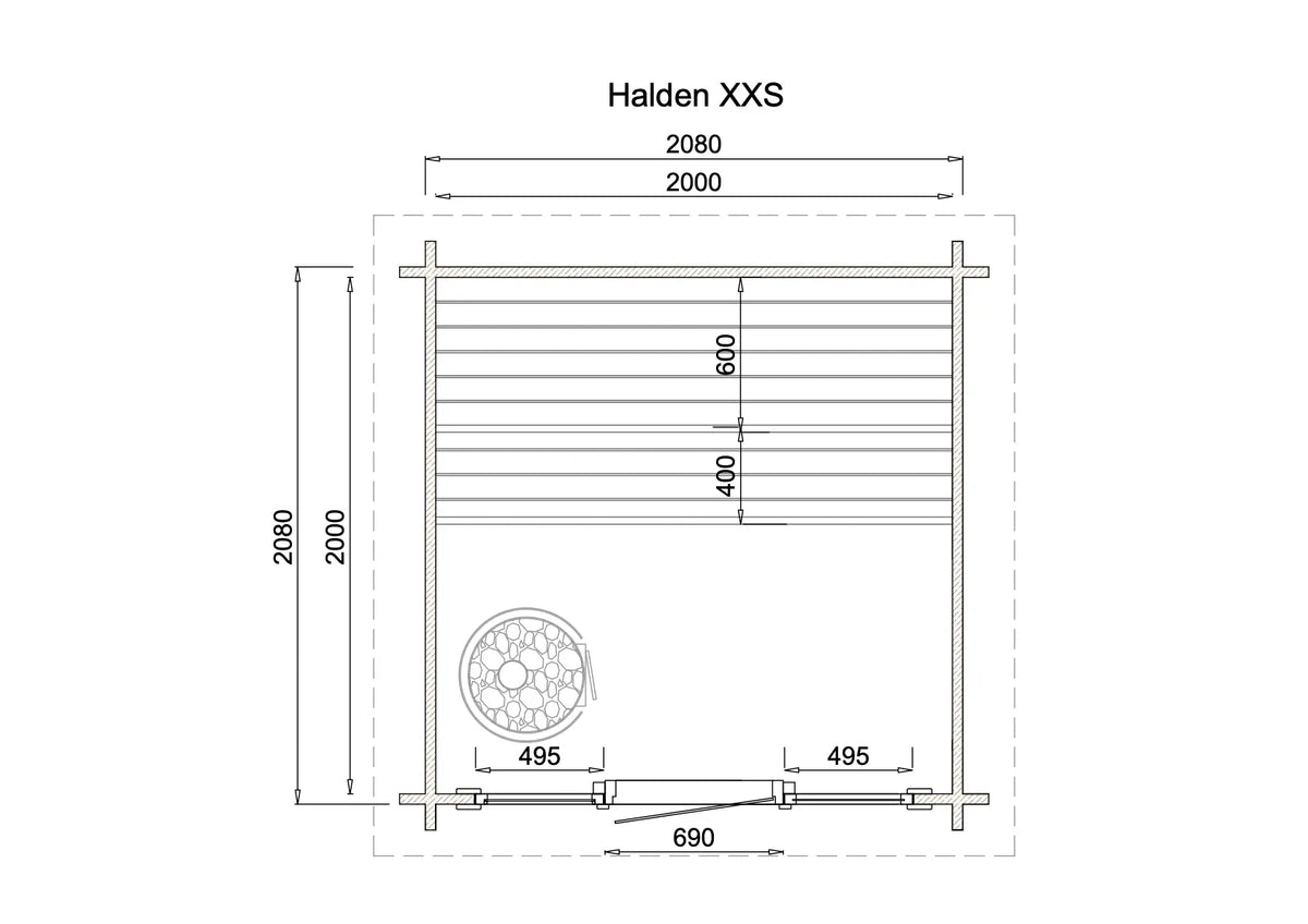 Halden XXS Square Log Sauna Bundle – HUUM Drop 9 kW with Wi - Fi Controller - SaunaForSale