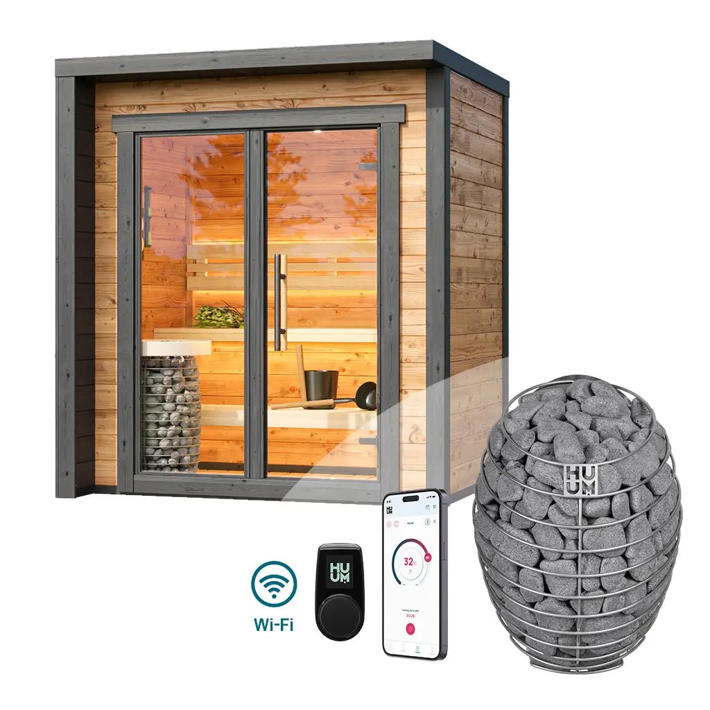 Patio XXS Outdoor Sauna Bundle – HUUM Drop 7.5 kW with Wi - Fi Controller - SaunaForSale