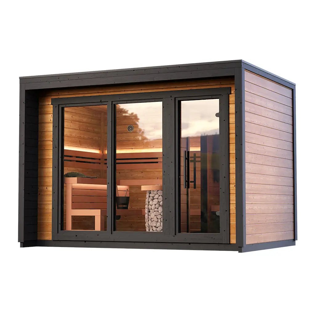 Patio M Outdoor Sauna Bundle – HUUM Drop 9 kW with Wi - Fi Controller - SaunaForSale