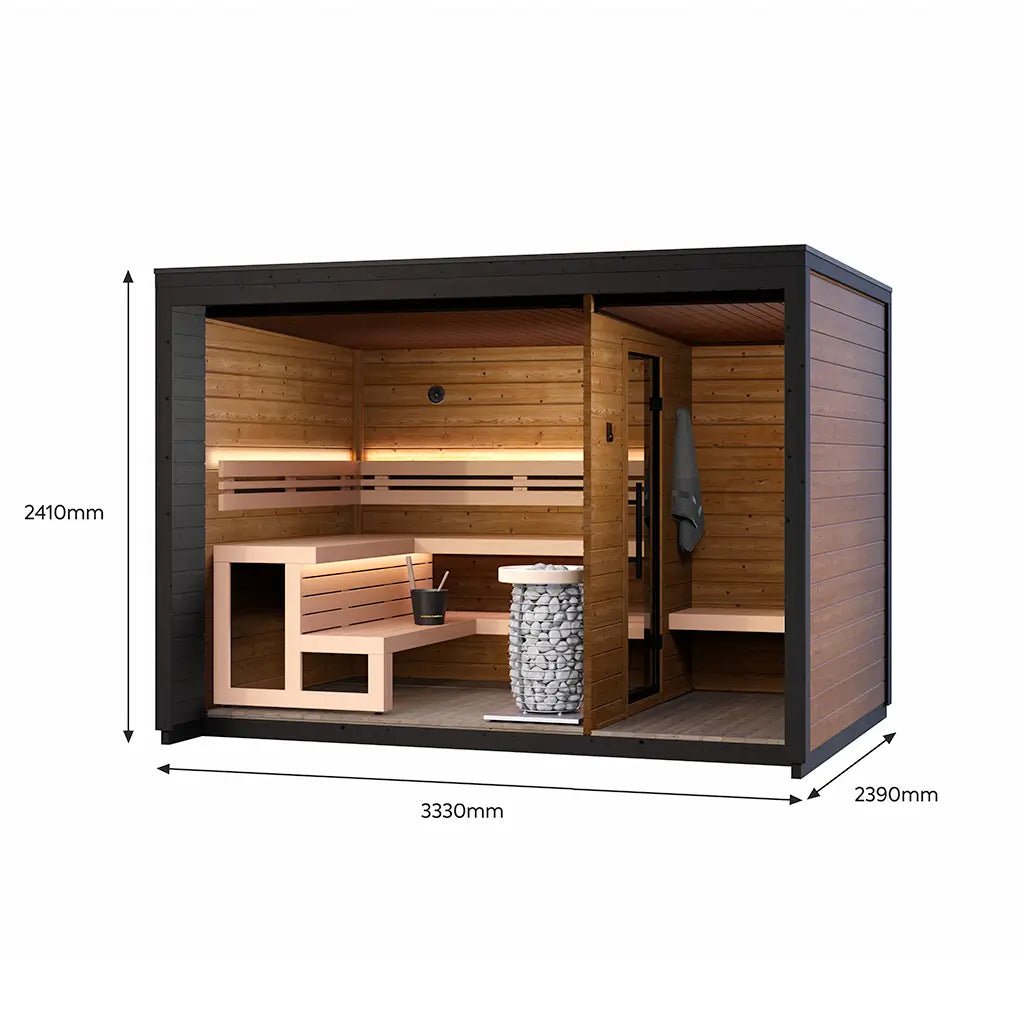 Patio M Outdoor Sauna Bundle – HUUM Drop 9 kW with Wi - Fi Controller - SaunaForSale