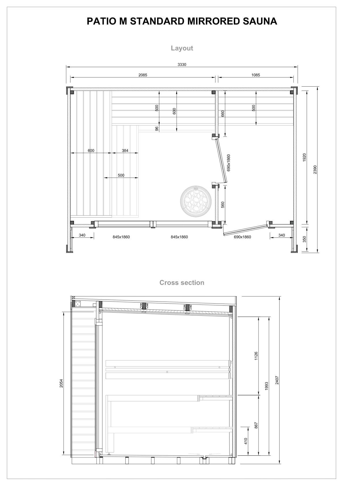 Patio M Outdoor Sauna Bundle – HUUM Drop 9 kW with Wi - Fi Controller - SaunaForSale