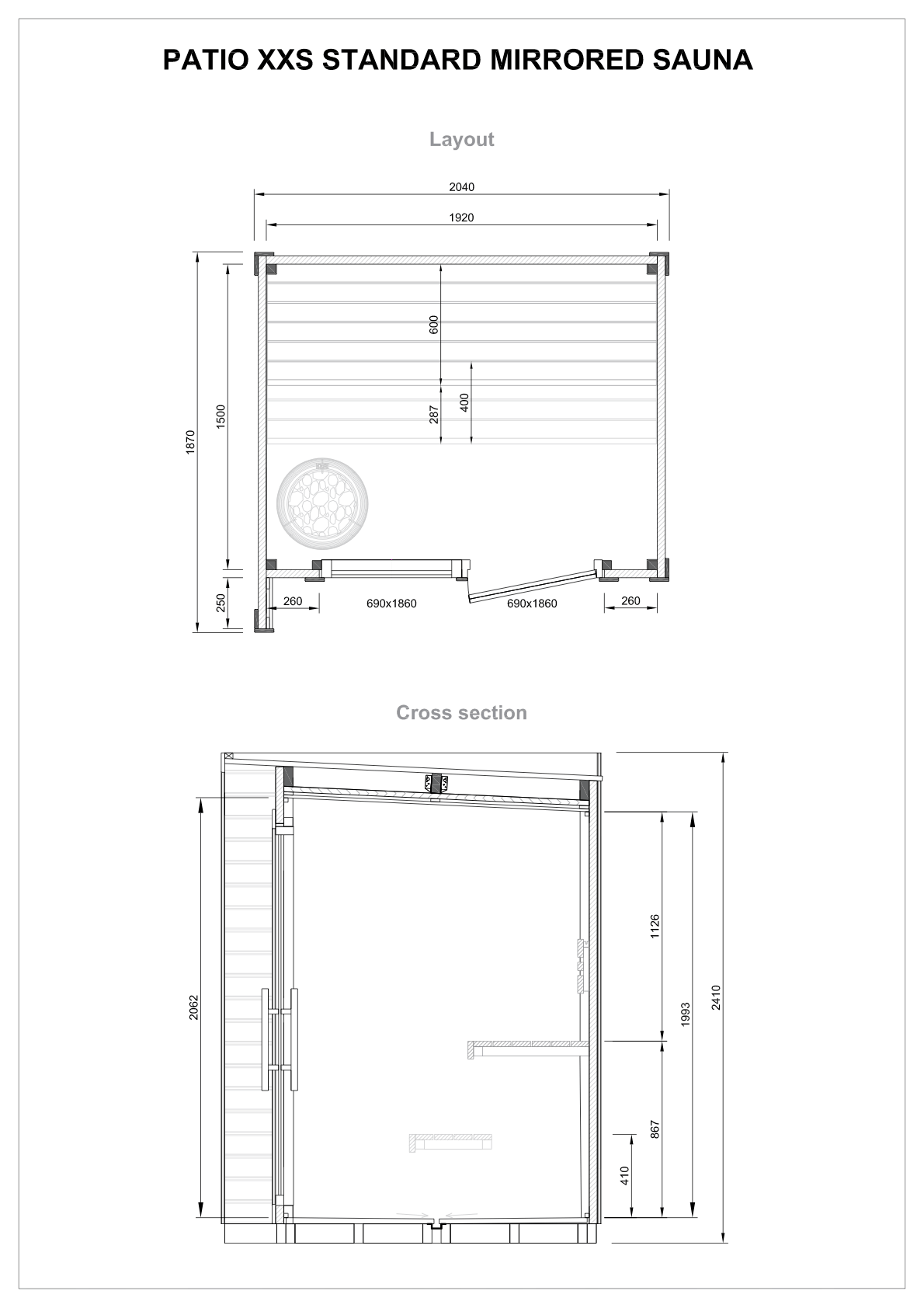 Patio XXS Outdoor Sauna Bundle – HUUM Drop 7.5 kW with Wi - Fi Controller - SaunaForSale