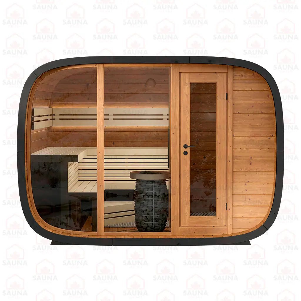 Round Cube DOUBLE Outdoor Sauna Bundle – HUUM Hive Mini 9 kW with Wi - Fi Controller - SaunaForSale