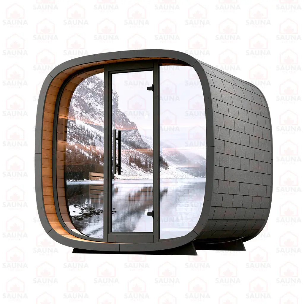 Round Cube MINI Outdoor Sauna Bundle – HUUM Drop 9 kW with Wi - Fi Controller - SaunaForSale