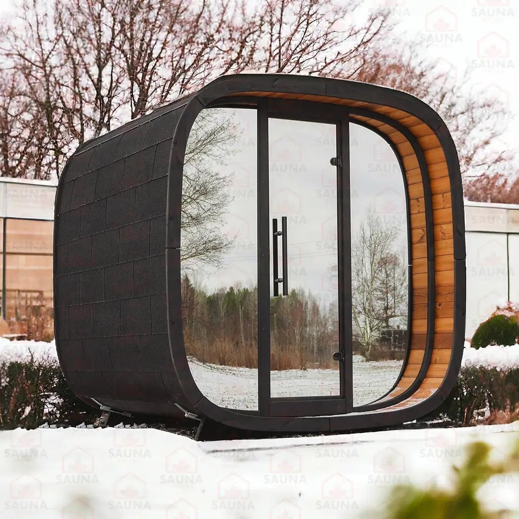 Round Cube MINI Outdoor Sauna Bundle – HUUM Drop 9 kW with Wi - Fi Controller - SaunaForSale