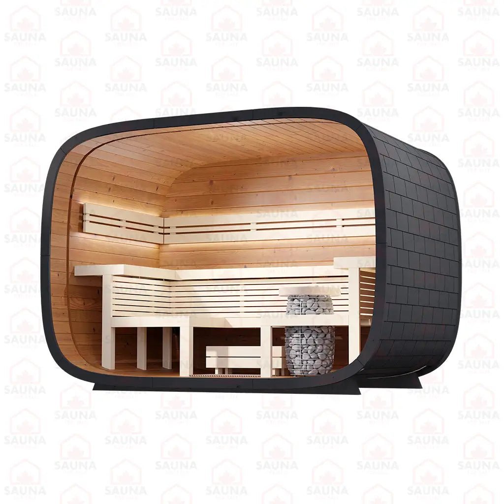 Round Cube RELAX Outdoor Sauna Bundle – HUUM Hive Mini 10.5 kW with Wi - Fi Controller - SaunaForSale