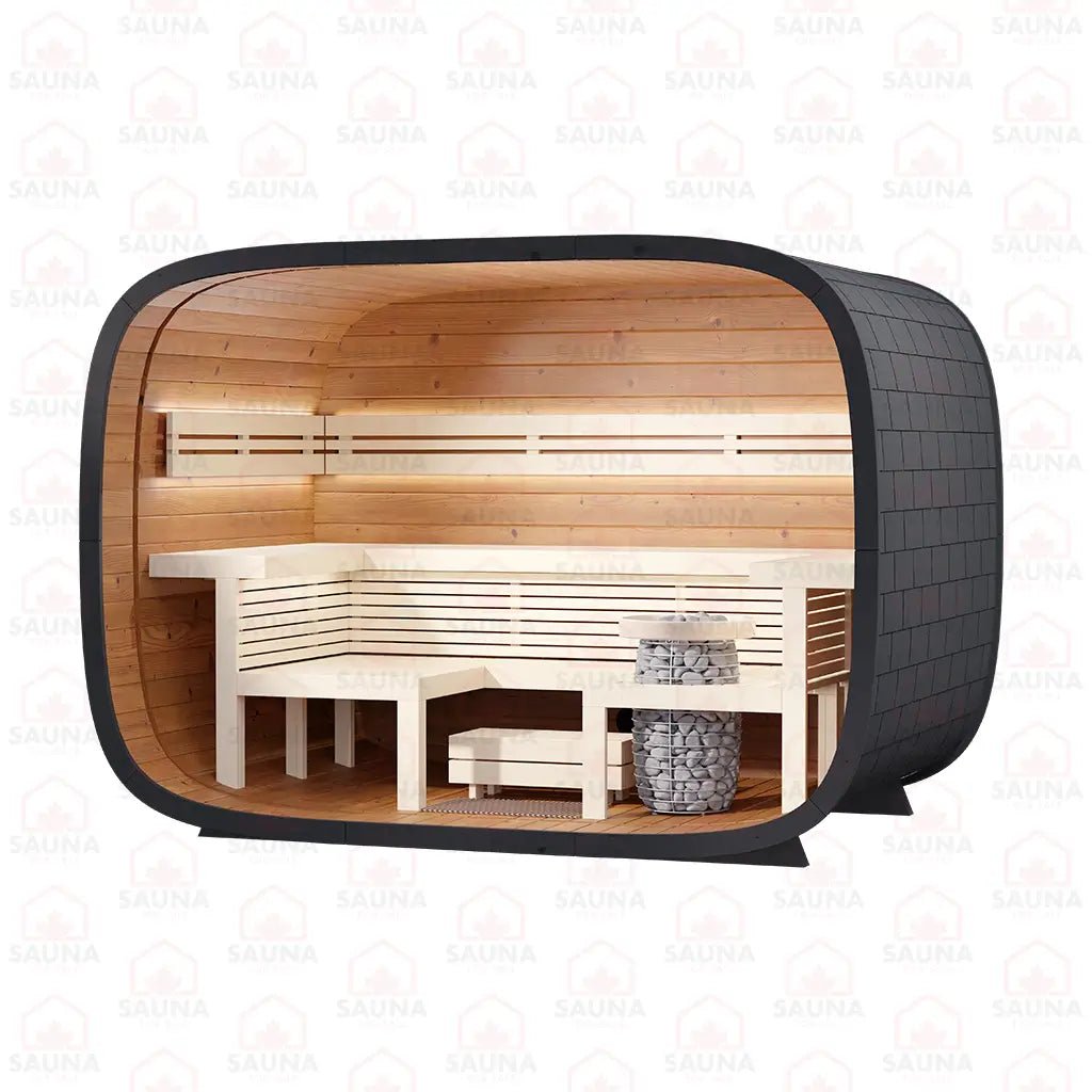Round Cube RELAX Outdoor Sauna Bundle – HUUM Hive Mini 10.5 kW with Wi - Fi Controller - SaunaForSale