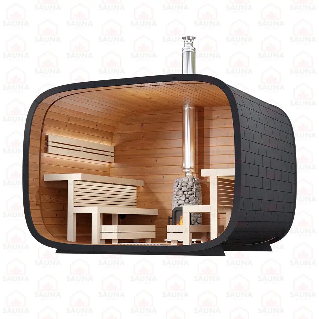 Round Cube SINGLE Outdoor Sauna Bundle – HUUM Hive 12 kW with Wi - Fi Controller - SaunaForSale